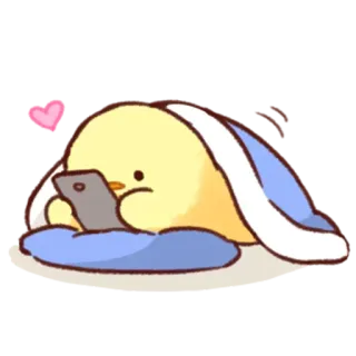 💛 eba8a976 słodki, ptak, telefon, śpiący, kawaii, kreskówka, emoji whatsapp sticker