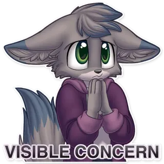 😕 2d5e3991 VISIBLE CONCERN Furry, Inquiet, Anthropomorphe, Animal, Inquiet, Autocollant whatsapp sticker