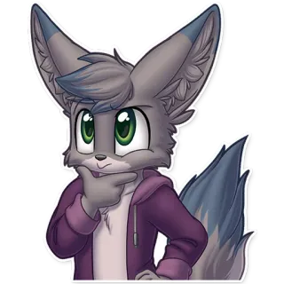 🤔 34fb91e0 Furry, Animal, Anthropomorphe, Mignon, Dessin animé, Réfléchissant, Personnage whatsapp sticker