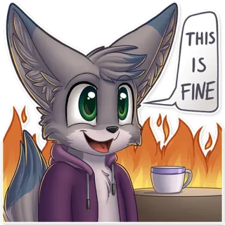 🙃 6ef642a9 THIS IS FINE Meme, Tout va bien, Dessin animé, Feu, Animal, Chien, Bande dessinée whatsapp sticker