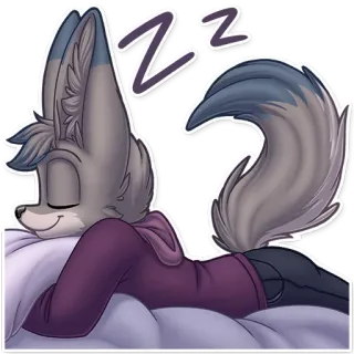 💤 a2115f9b ZZ renard, dormir, endormi, dessin animé, animal, oreiller, zz whatsapp sticker