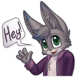 👋 cbbcfa16 Hey! Furry, Anthro, Salutation, Amical, Animal, Mignon whatsapp sticker