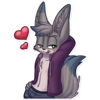 😏 dc8da256 anthropomorphe, furry, animal, renard, amour, cœur, aguicheur whatsapp sticker