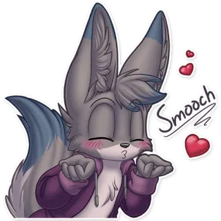 😘 dfa731d4 Smooch baiser, amour, coeurs, mignon, poilu, anthropomorphe, animal, dessin animé whatsapp sticker