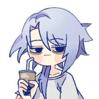 🥱 d43b3bda 动漫, 疲惫, 喝, 卡通, 累, 冰咖啡 telegram sticker