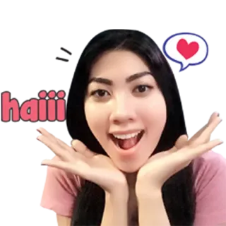 😘 12e7b454 haiii femme, joyeuse, mignon, autocollant, salutation telegram sticker