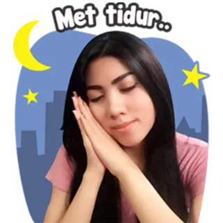 😴 6ad922ca Met tidur.. bonne nuit, dormir, lune, étoiles, nuit, femme telegram sticker