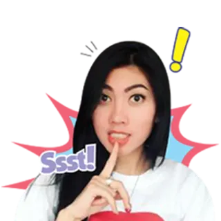 🤐 e400aa94 Ssst! femme, chut, silence, calme, autocollant telegram sticker