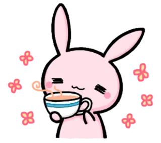 🍲 2f3c44b9 兔子, 茶, 卡哇伊, 可爱, 动物, 兔子 whatsapp sticker