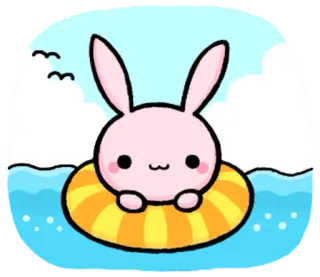 🙂 3d9ac9d4 兔子, 可爱, 游泳, 夏天, 水, 沙滩, 游泳池 whatsapp sticker