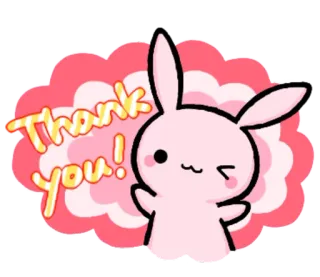 😙 42276d15 Thank You! 兔子, 兔子, 谢谢, 可爱, 卡哇伊, 粉色, 问候, 贴纸 whatsapp sticker