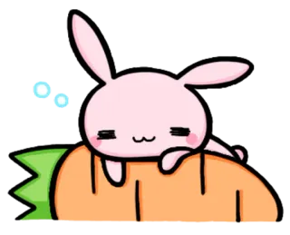 😪 5e064235 兔子, 胡萝卜, 可爱, 卡哇伊, 动物 whatsapp sticker