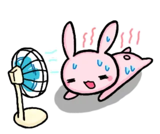 🙍 99b1c189 兔子, 粉丝, 流汗, 热, 卡通, 粉色, 动物 whatsapp sticker