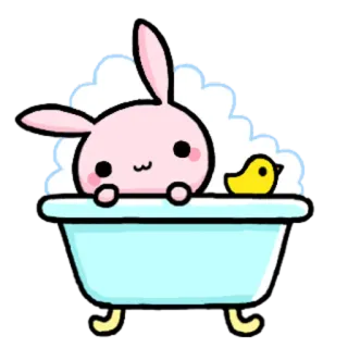😃 b4759722 兔子, 洗澡, 可爱, 卡哇伊, 动物, 卡通, 橡皮鸭 whatsapp sticker