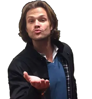 👽 cf3475e9 Sam Winchester Supernatural man, kiss, supernatural, tv show, actor telegram sticker
