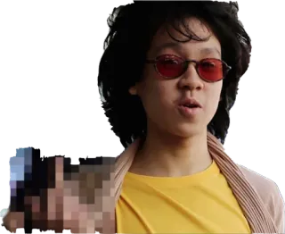 😎 1e09d575 persona, dedo corazón, gesto, ofensivo, gafas de sol, casual, retrato telegram sticker