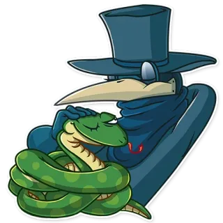 🐍 538cefac ペスト医師, ヘビ, 帽子, マスク, 医学, 歴史, 漫画 whatsapp sticker