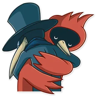 📛 6d7035b6 鳥, ハグ, 友情, 漫画, かわいい, ベクター whatsapp sticker