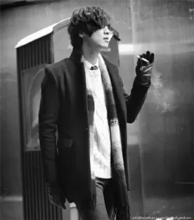 ☠ 78f12a7e Rauchen, Zigarette, Mann, Mantel, Schal, Handschuhe whatsapp sticker