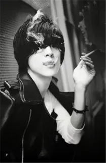 ☠ 8985424e Rauchen, Zigarette, Person, Schwarzweiß, Lederjacke, Porträt whatsapp sticker