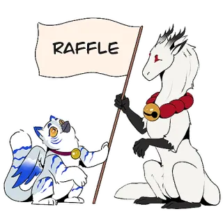 🎖 126ff1cb RAFFLE sorteo, animal, furry, lindo, dibujos animados, pegatina, dibujo, fantasía whatsapp sticker