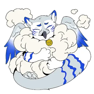 ☁️ 2124f374 dibujos animados, animal, lindo, fantasía, híbrido, nube, pájaro whatsapp sticker