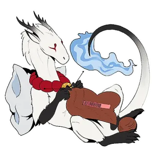 🕐 6ad254e9 dragón, punto, fantasía, criatura, furry, lana, labor whatsapp sticker