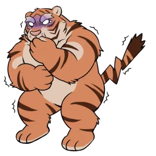 🤢 bf900758 тигр, животное, мультфильм, наклейка, уставший, антропоморфный telegram sticker