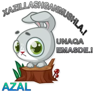 😢 6164c746 XAZILLASHGANMUSHLA!! UNAQA EMASDE!! Kreskówka, Zwierzę, Królik, Uroczy, Oczy, Naklejka telegram sticker