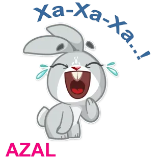 😂 667f7257 Xa-xa-xa królik, śmiech, kreskówka, zwierzę, szczęśliwy, słodki telegram sticker