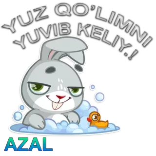 🚿 8ec2a969 YUZ Qo'LIMNI YUVIB KELIY..! królik, kaczka, kąpiel, kreskówka, bańki, zwierzę, słodki telegram sticker