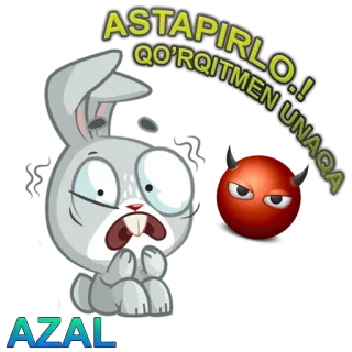 😱 990c75d1 ASTAPIRLO!
QO'RQITMEN UNAQA królik, diabeł, kreskówka, naklejka, zszokowany telegram sticker