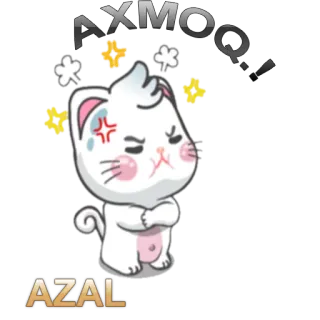 🙁 b2513f0e AZAL AXMOQQ kot, zły, kreskówka, naklejka, uroczy, mem telegram sticker