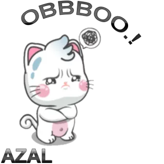 😒 c653f4a1 kot, smutny, kreskówka, słodki, naklejka, zwierzę, kotek telegram sticker