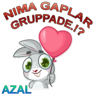 ✋ f104f835 NIMA GAPLAR GRUPPADE..!?  królik, serce, balon, kreskówka, słodki, zwierzę telegram sticker