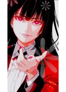 🃏 4955cb9a 애니메이션, 여자, 빨간 눈, 검은 머리, 꽃 telegram sticker