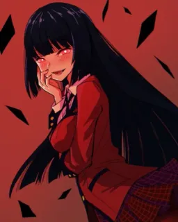 🃏 ec38b7a5 Yumeko Jabami Kakegurui 애니메이션, 소녀, 붉은 눈, 검은 머리, 카케구루이, 쟈바미 유메코 telegram sticker