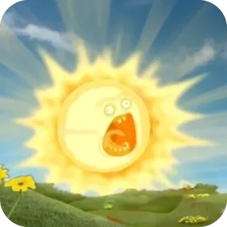 🫥 dcbbb2eb soleil, dessin animé, drôle, jour, ciel, paysage whatsapp sticker