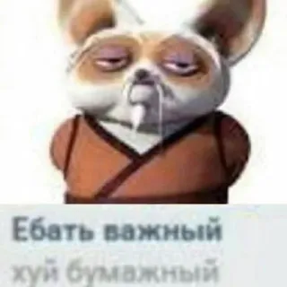 😤 6cc1aeba Ебать важный хуй бумажный beleidigend, russisch, humor, Meister Shifu telegram sticker