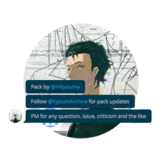 ©️ 130736d7 Pack by @HKyouma
Follow @KyouinArchive for pack updates
PM for any question, issue, criticism and the like telegram sticker