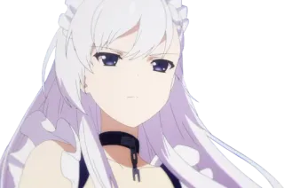 😠 2fa156fa アニメ, 女の子, 白い髪, 襟 telegram sticker