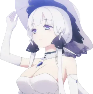 🙂 e72d6bac アニメ, 白髪, 女の子, ドレス, 青, キャラクター telegram sticker