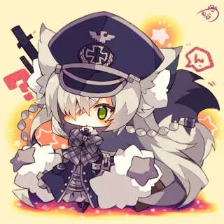 ❓ 0ec1fdca ん anime, military, girl, wolf, furry, hat telegram sticker