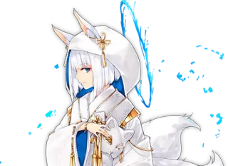 😏 47d9ab91 anime, fox, white hair, ears, kemonomimi telegram sticker