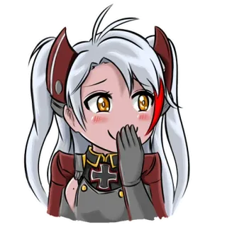 🤭 d9dfa12e anime, girl, cute, blush, uniform, military telegram sticker