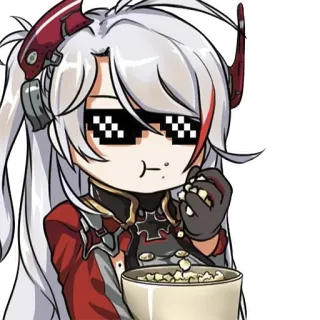 🍿 ed74b04d anime, popcorn, glasses, chibi, eating telegram sticker