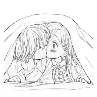 💕 0153413f Meliodas The Seven Deadly Sins アニメ, キス, カップル, ロマンス, メリオダス, エリザベス・リオネス telegram sticker