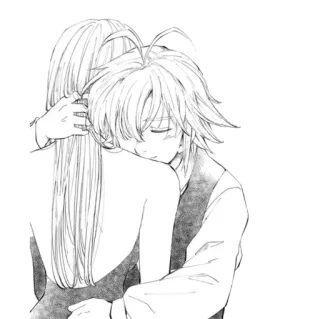 💕 14361fa5 Meliodas Seven Deadly Sins アニメ, ハグ, カップル, メリオダス, エリザベス, 七つの大罪 telegram sticker