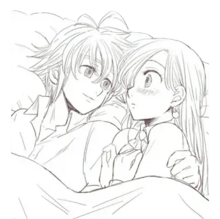 💕 53e132e0 Meliodas The Seven Deadly Sins アニメ, カップル, ロマンス, ベッド, 七つの大罪 telegram sticker