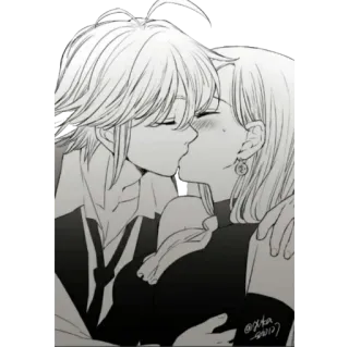 💕 8ebfda32 Meliodas and Elizabeth Seven Deadly Sins アニメ, キス, 恋愛, カップル telegram sticker